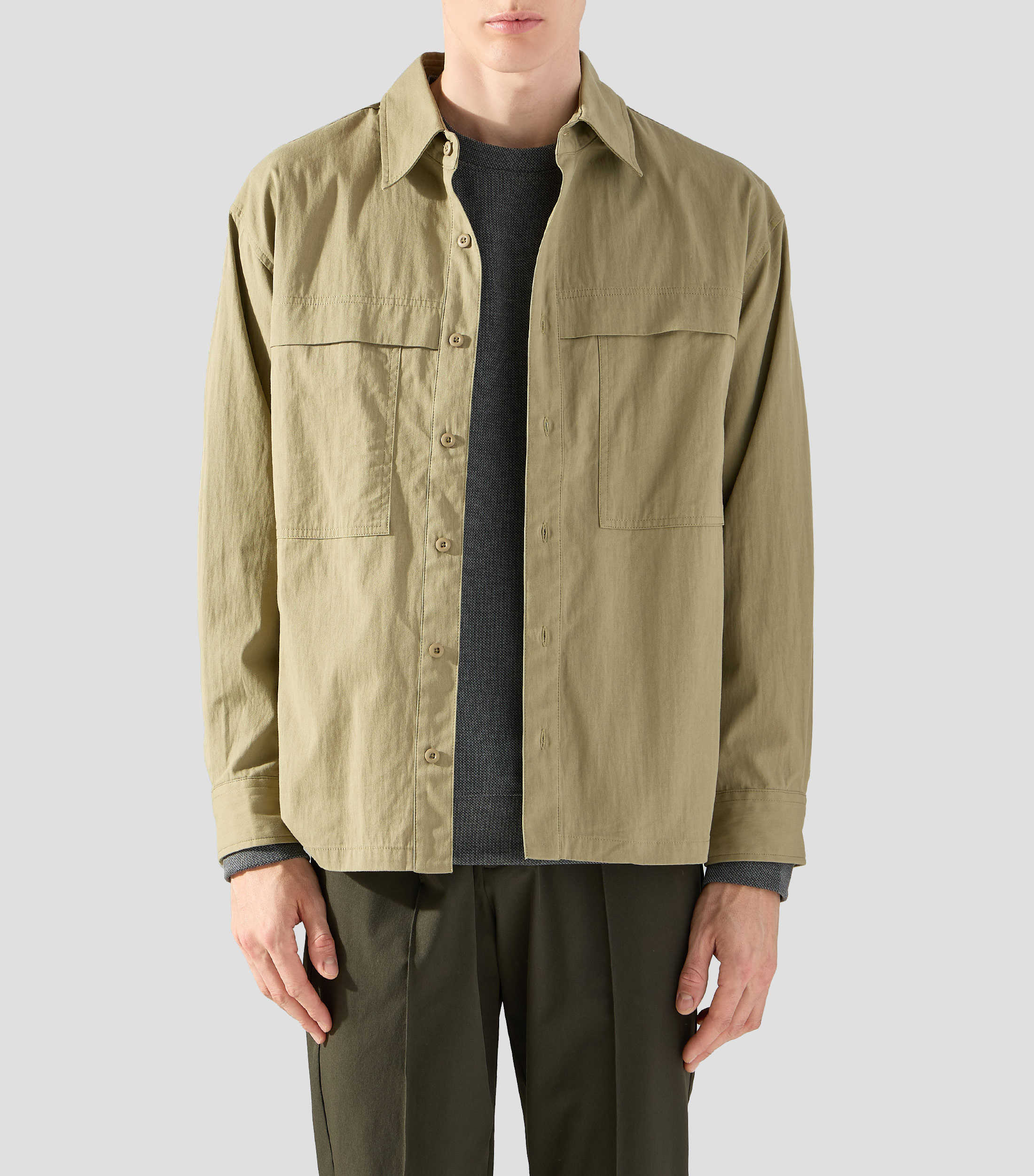 Camisa lisa manga larga Hombre